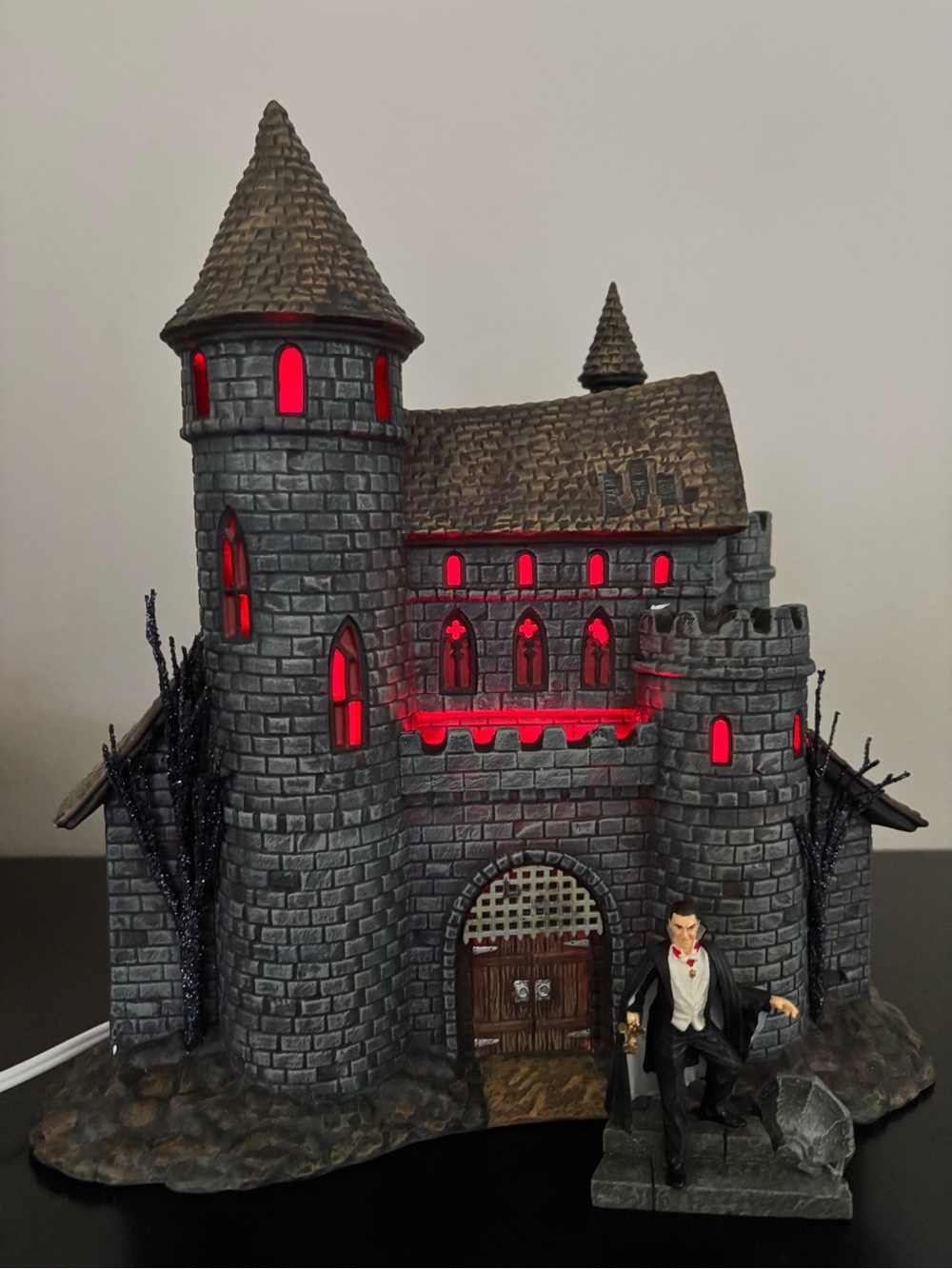 Department 56 Dracula Castle Figurine — Black, Gray, Purple, Red Accents